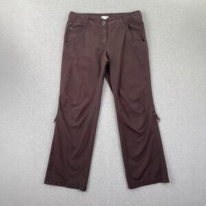 H&M Pants Womens 14 Brown Wide Leg Utility Skater Grunge Roll Up Hem Y2K 00s